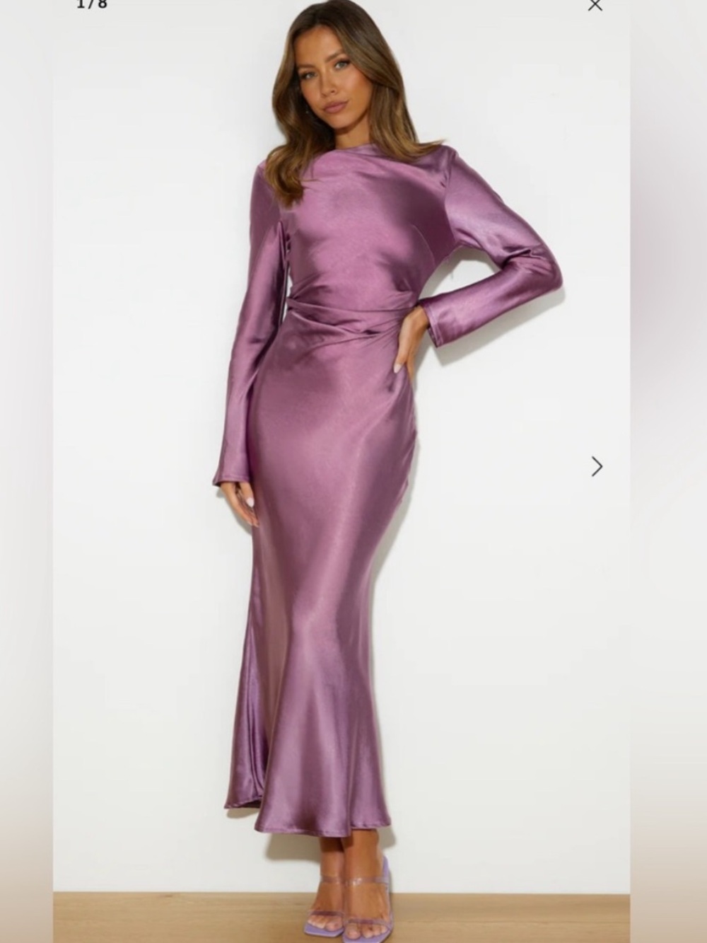 Hello Molly Classy Vibe Grape Satin Maxi Dress XS